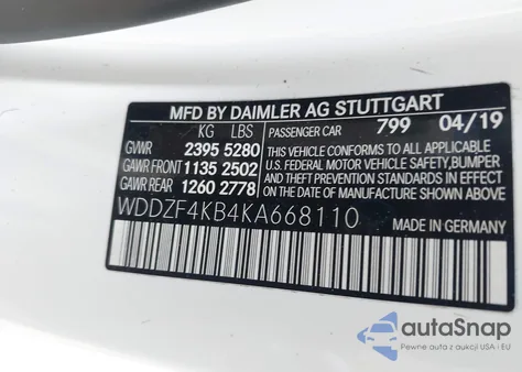 2019 Mercedes-Benz E 300 4Matic из США, поврежденный, VIN WDDZF4KB4KA668110